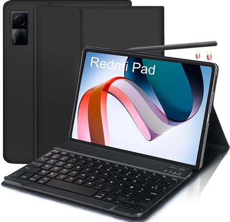 YUEJIDZ Coque Clavier Pour Xiaomi Redmi Pad SE Coque En Cuir Avec