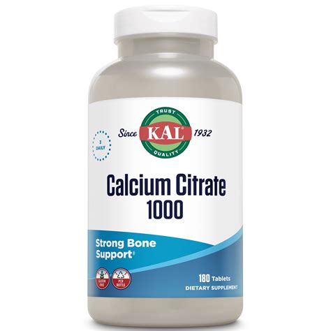 Kal Calcium Citrate 1000mg Teeth And Bone Health Nervous Muscular