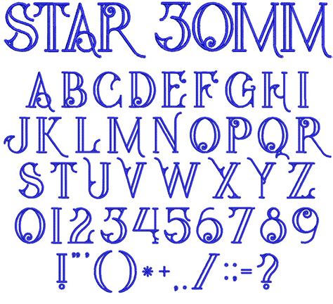 ESA Embroidery Font Star 30mm