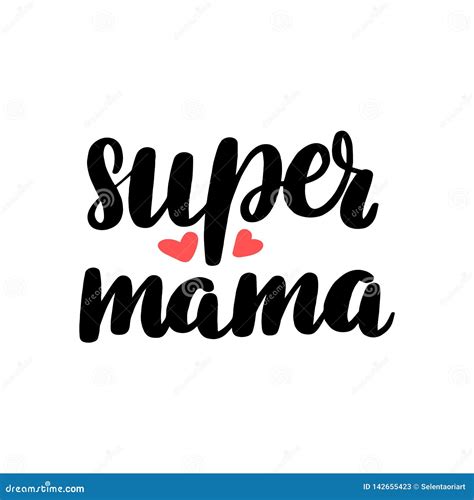 Super Mama Happy Mothers Day Lettering Cartoon Vector