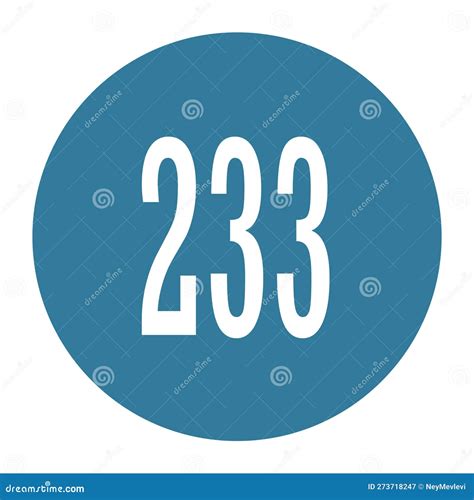 233 Numeral Logo With Round Frame In Blue Color Stock Vector