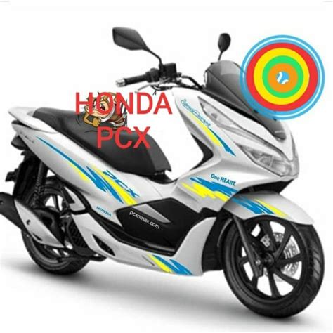 Jual STRIPING CUTTING STICKER HONDA PCX MOTIF ZIG ZAG Untuk Motor Putih