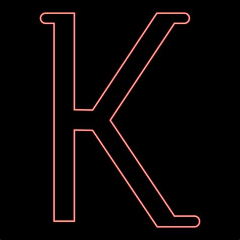 Neon Kappa Greek Symbol Small Letter Lowercase Font Red Color Vector