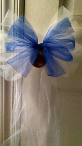 Sale 8pc Wedding White And Royal Blue Tulle Pew Bows OR ANY COLOR RUSH