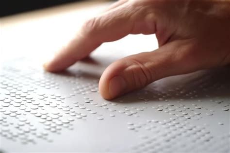 M O De Uma Pessoa Cega Lendo Algum Texto Em Braille Tocando O Relevo