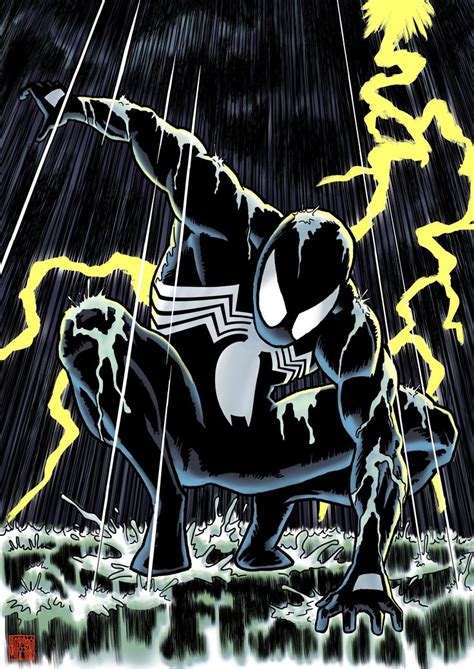 an image of a spider man in the rain with lightning coming from his ...