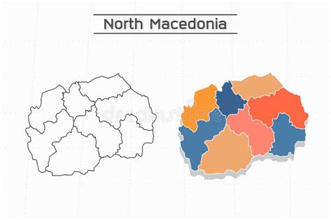 Carte De La Macédoine Du Nord Vectorielle De Ville Divisée Par Contour