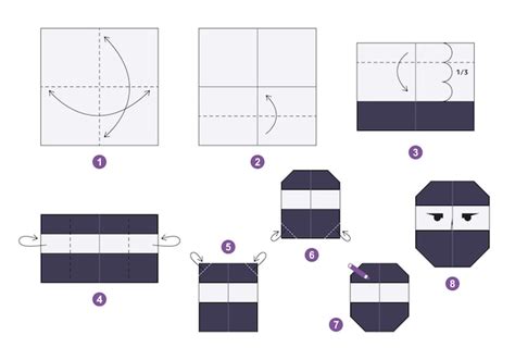 Tutorial De Esquema De Origami Ninja Modelo Em Movimento Origami Para