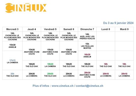 Programmation du 3 au 9 janvier 2024 Cinélux