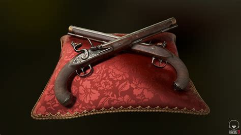 Artstation English Flintlock Pistol Low Poly Model Game Assets