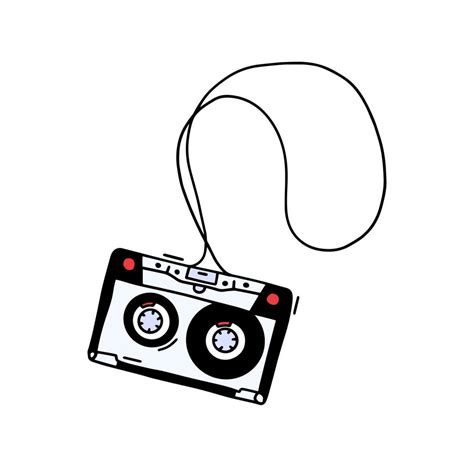 Abstract Hand Drawn Classic Tape Old Cassette Doodle Concept Vector ...