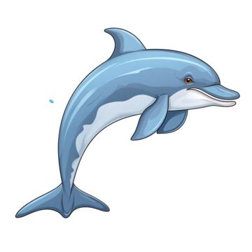 Jumping Dolphin Drawing In Cartoon Style All Elements Are Isolated ...