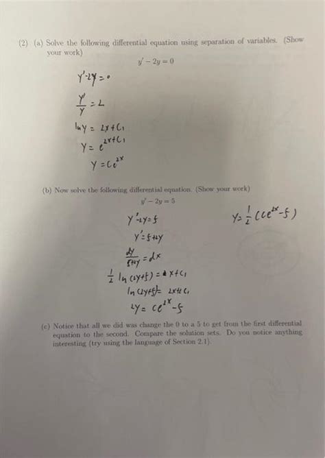 [solved] 2 A Solve The Following Differential Equation