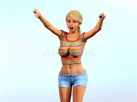 Beautiful And Blonde Girl With A Smile Excited And Showing Enthusiasm Stock Illustration