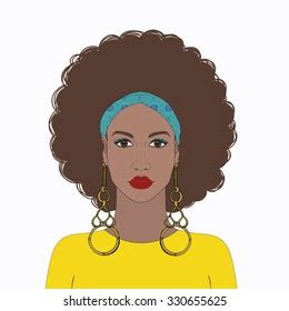 Beautiful African American Woman Curly Hair Stock Vector Royalty Free