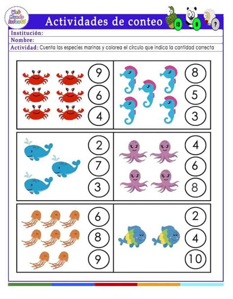 Actividades De Conteo Para Preescolar Del 1 Al 10 Imprimibles