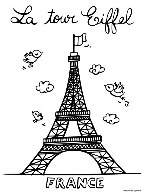 Coloriage La Tour Eiffel De Paris En France Dessin Tour Eiffel Imprimer