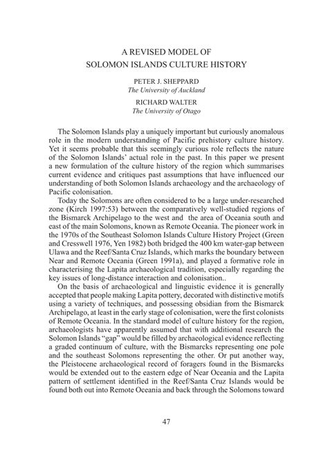 (PDF) A Revised Model of Solomon Islands Culture History