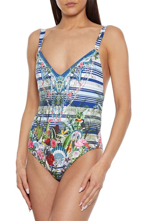 Camilla Solishea Crystal Embellished Printed Swimsuit The Outnet