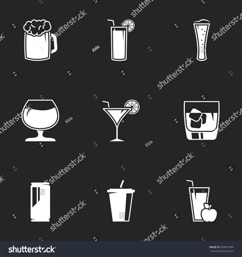 Icons For Theme Drink Alcohol Beverage Black Royalty Free Stock