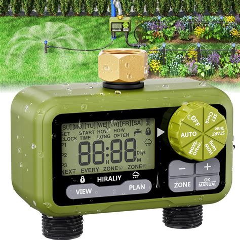 HIRALIY Sprinkler Timer, Water Timer for Garden Hose 2 Zone ...