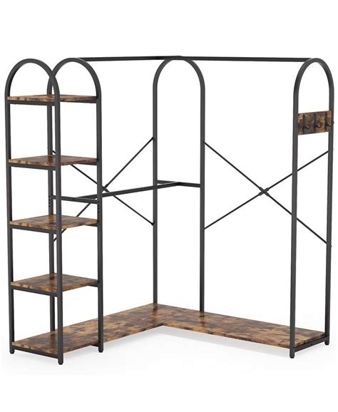 Tribesigns L Shaped Garment Rack With Shelves Heavy Duty Corner