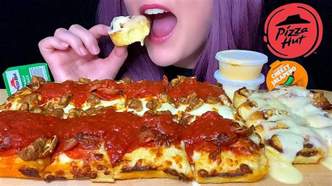 Asmr Pizza Hut Mukbang No Talking Detroit Style Double Pepperoni