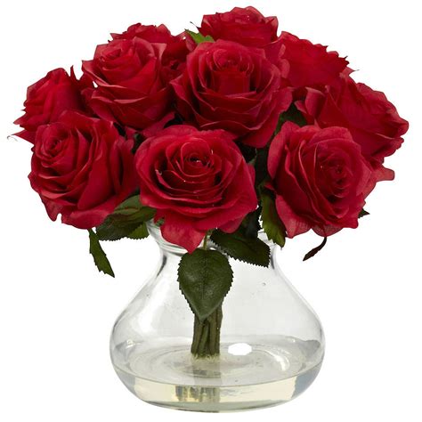 Artificial Roses In Vase In 10 Colors By Nearly Natural 11 Inches