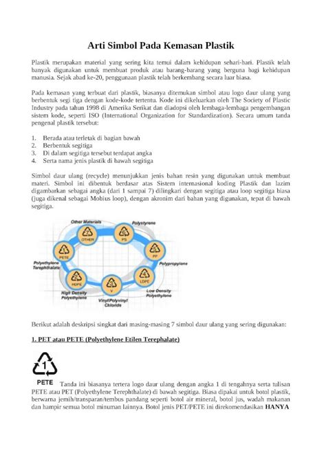 Doc Arti Simbol Pada Kemasan Plastik Doc Dokumen Tips