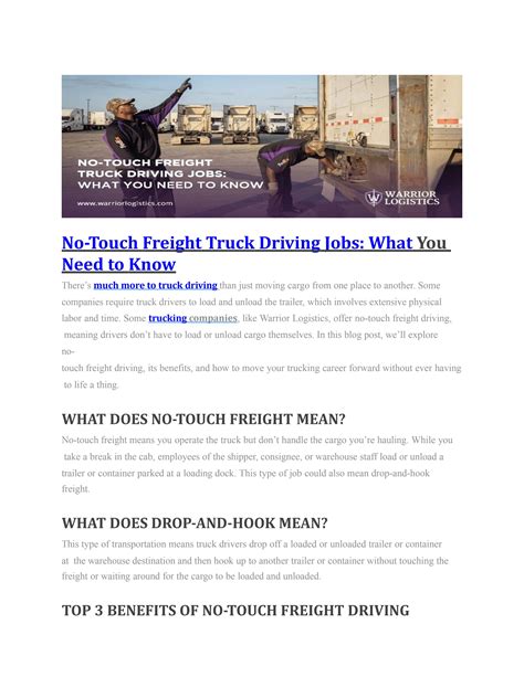 No Touch Freight Truck Driving Jobs By Warrior Logistics Issuu