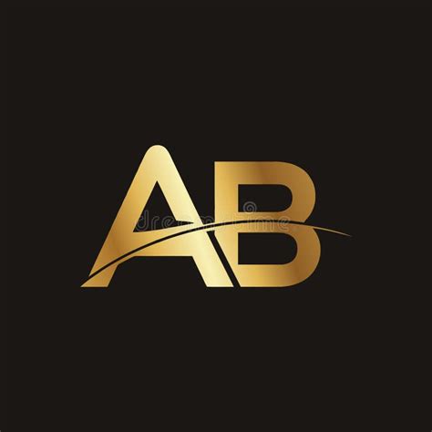 Ab Logo Design With Golden Gradient Color Stock Illustration
