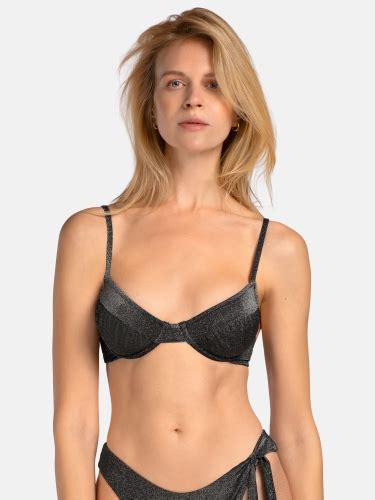 Czarny błyszczący biustonosz bikini Lurex metaliczny połysk Sklep Miss Lou