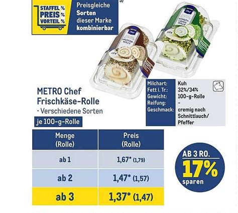 Metro Chef Frischkäse rolle Angebot bei METRO 1Prospekte de