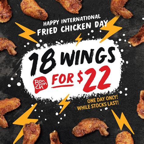 Bonchon International Fried Chicken Day Promotion 18 Wings For 22 6 Jul 2023