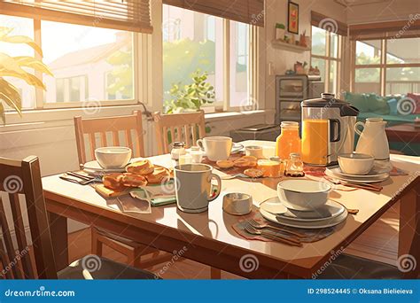 Cartoon Illustration of Healthy Breakfast Stock Image - Image of ...