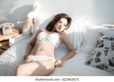Sexy Beautiful Asian Woman White Lingerie Stock Photo 622463807 Shutterstock