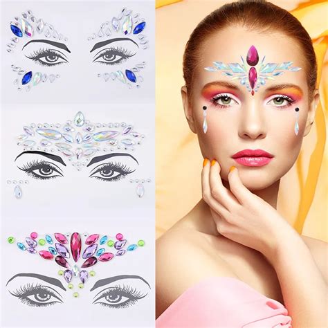 Temporary Tattoo Face Jewelry Rhinestone Eyebrow Heart Sticker