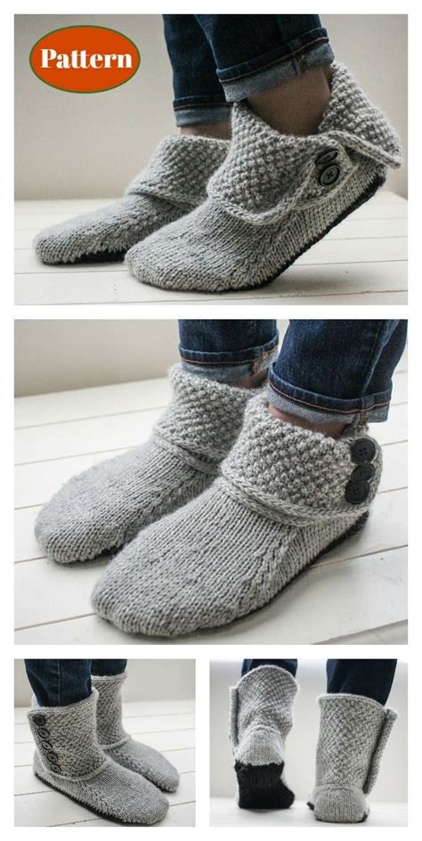 Ladies Knitted Slipper Boots Free Pattern The Whoot Knitted 56 Off