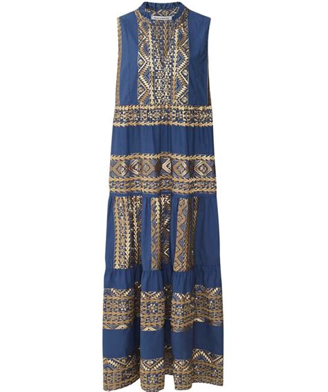 Greek Archaic Kori Linen Embroidered Midi Dress Jules B