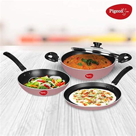 Pigeon By Stovekraft Basics Aluminium Non Stick Cookware Set Set Of