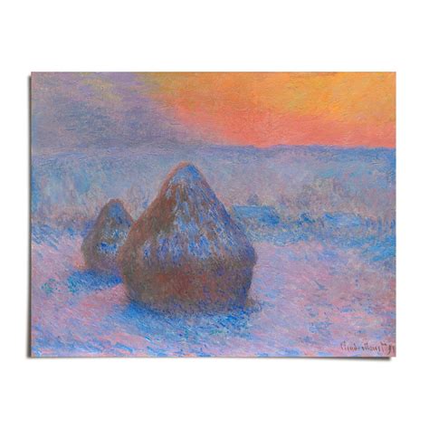 Grainstacks At Sunset Snow Effect C Claude Monet X