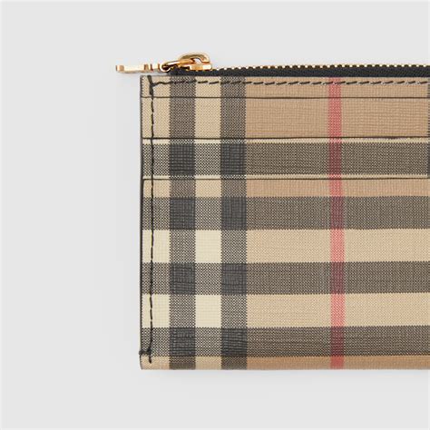 Vintage Check And Leather Zip Card Case In Black Women Burberry