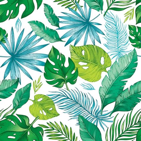 Premium Vector Tropical Palm Leaf Seamless Pattern