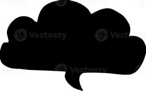 Line Drawing Cartoon Cloud Speech Bubble Solid Black Icon 45470790 Png