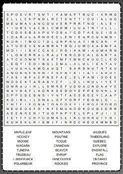 CANADA Word Search Puzzle No prep Activity Worksheets, Morning Work by ...