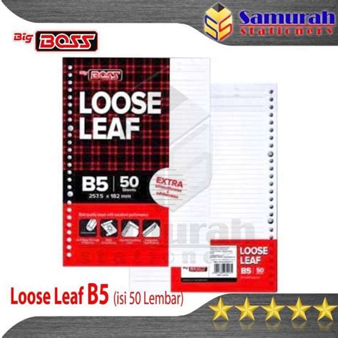 Jual Loose Leaf B5 50 Big Boss Besar Bergaris Kertas Isi Binder File