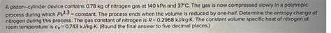 Solved A Piston Cylinder Device Contains Kg Of Nitrogen Gas At