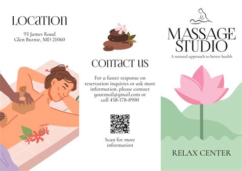 Massage Therapy Advertisement With Smiling Woman Online Brochure Tri