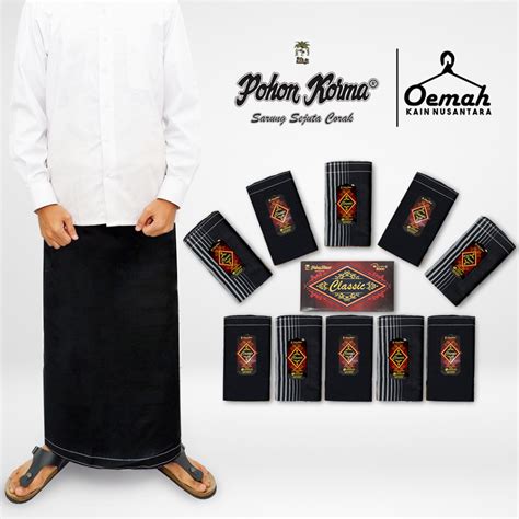 Jual Sarung Pohon Korma Classic Hitam Tenun Untuk Santri Pria Muslim