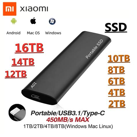 Xiaomi 100 original 16tb ssd disco rígido portátil 4tb 8tb unidades de